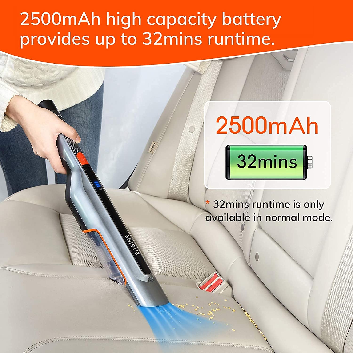 2500 mAh Battery long run time