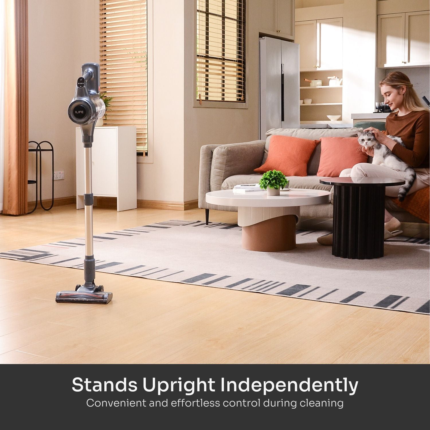 Stands upright Independently