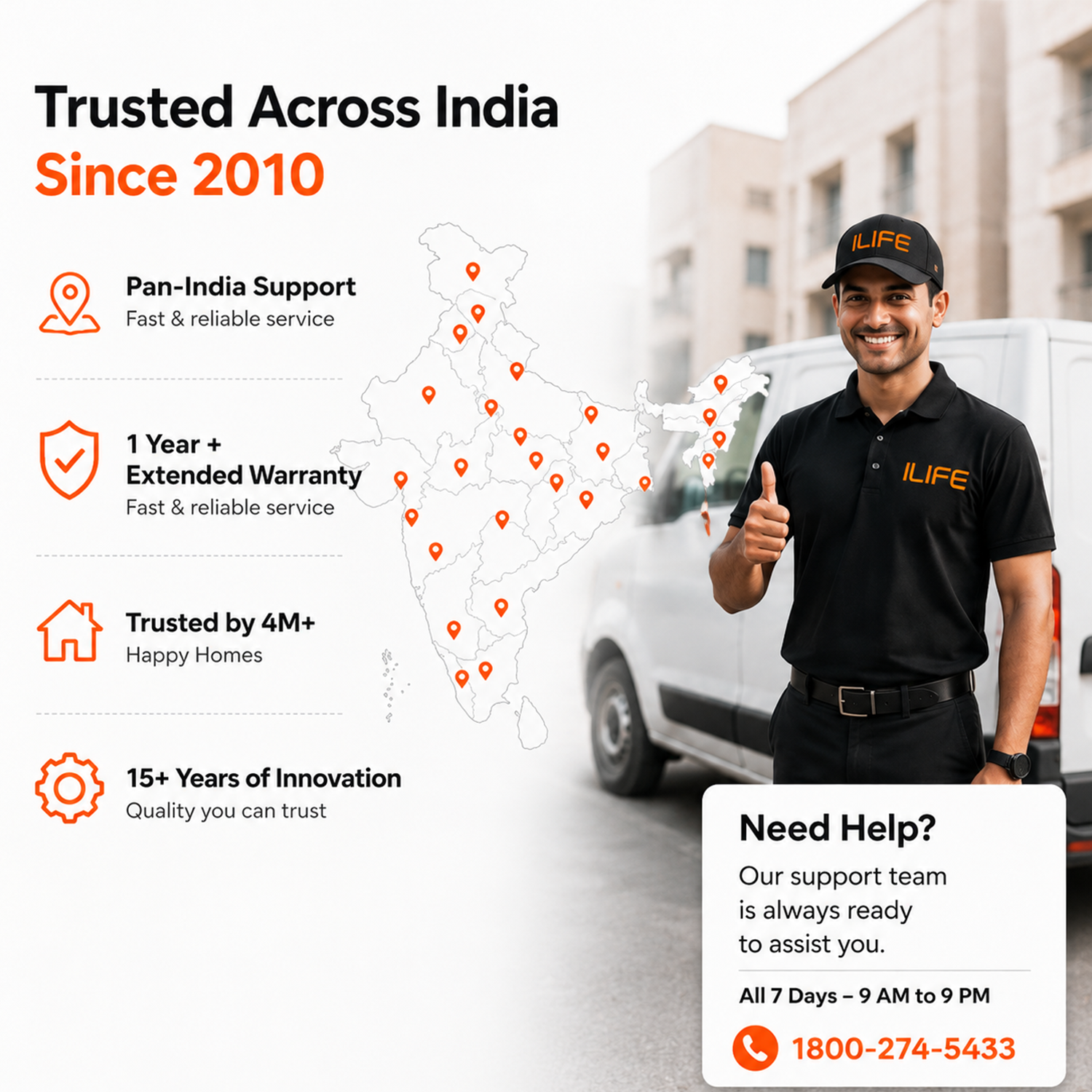 ILIFE customer support team providing service for robot vacuum cleaners across India