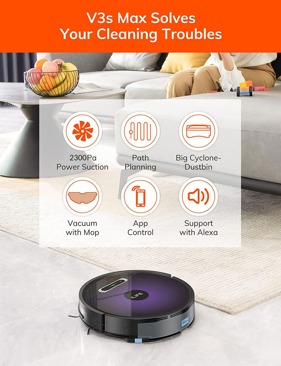 ILIFE V3s Max Automatic Robotic Vacuum Cleaner Home Cleaning Product