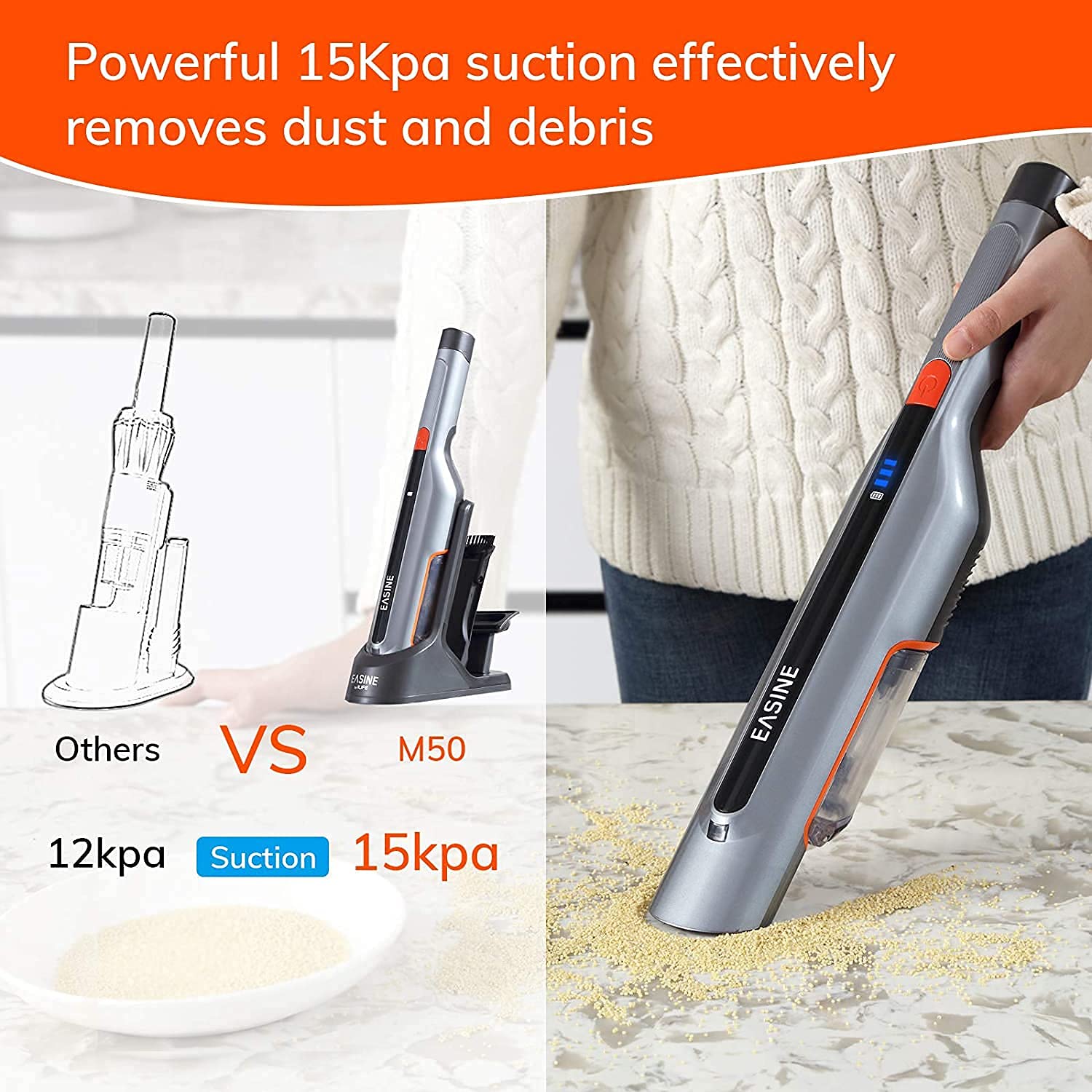 Powerful suction For efficient cleaning 